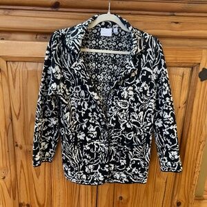 Anthropologie Ett:Twa Blazer Cardigan Reversible Black and White 100% Cotton Sm